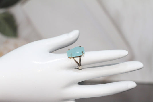 Chalcedony ring | Blue chalcedony | Aqua chalcedony | Chalcedony jewelry | Coffin Ring | Minimalist ring | Dainty ring | Chalce Ring Women