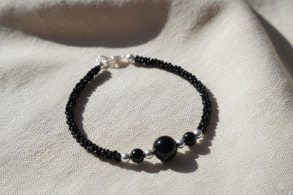 Black spinel bracelet, Black spinel, Handmade Bracelet, Agate Bracelet, Black bracelet, Black spinel jewelry, Black bead bracelet, Gift Her