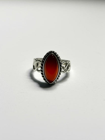 Carnelian Ring | Sterling Silver Marquise Ring | Natural Gemstone Jewelry | Handmade Gift for Her, Artisan Carnelian Ring | Sterling Silver