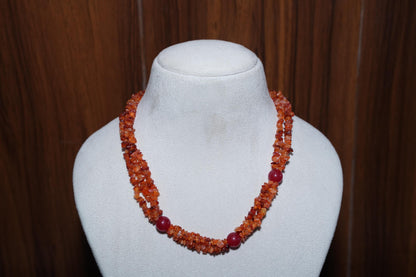 Fiery Carnelian Chip Necklace: Genuine Gemstone, Women's Gift
