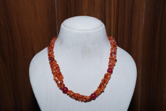 Fiery Carnelian Chip Necklace: Genuine Gemstone, Women's Gift