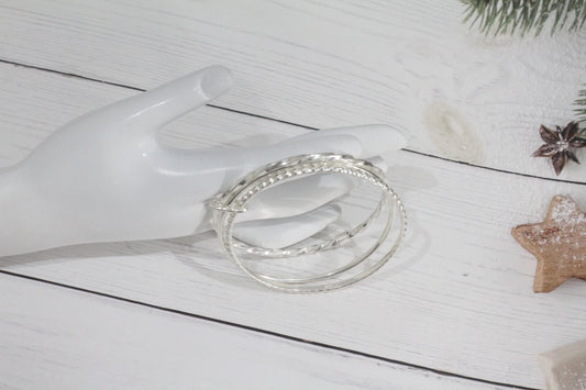 Sterling Silver Bangles | Silver Bangle Set | Silver Bracelet Set | silver Bracelets | Minimalist Bangles | Simple Bangles | Modern Bangles