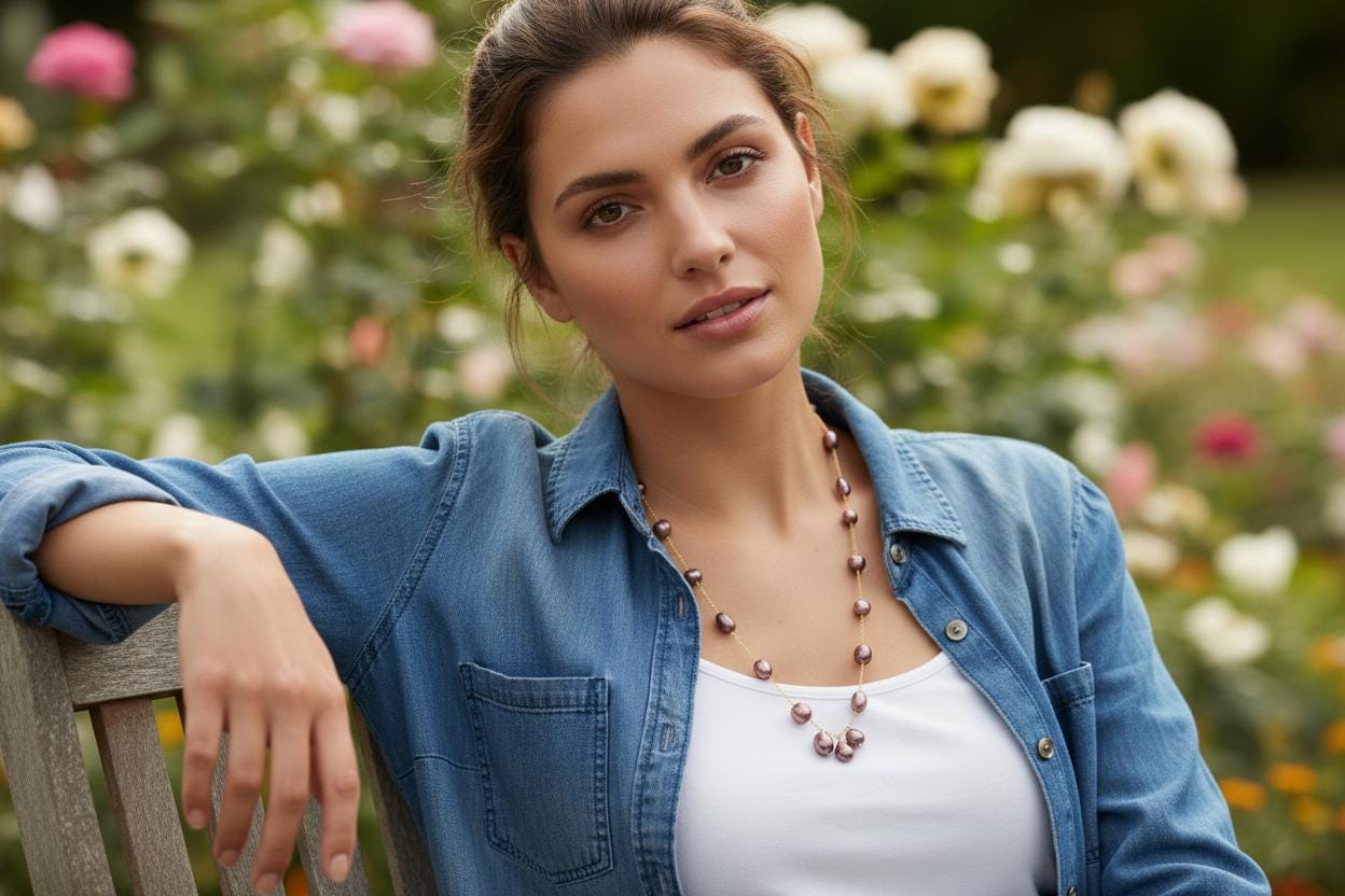 Barupearl Necklace, Gold plated Pearl Necklace, Pearl Necklace, Handmade Pearl Necklace, Brown Pearl Necklace, Gift for her, Vintage Gift