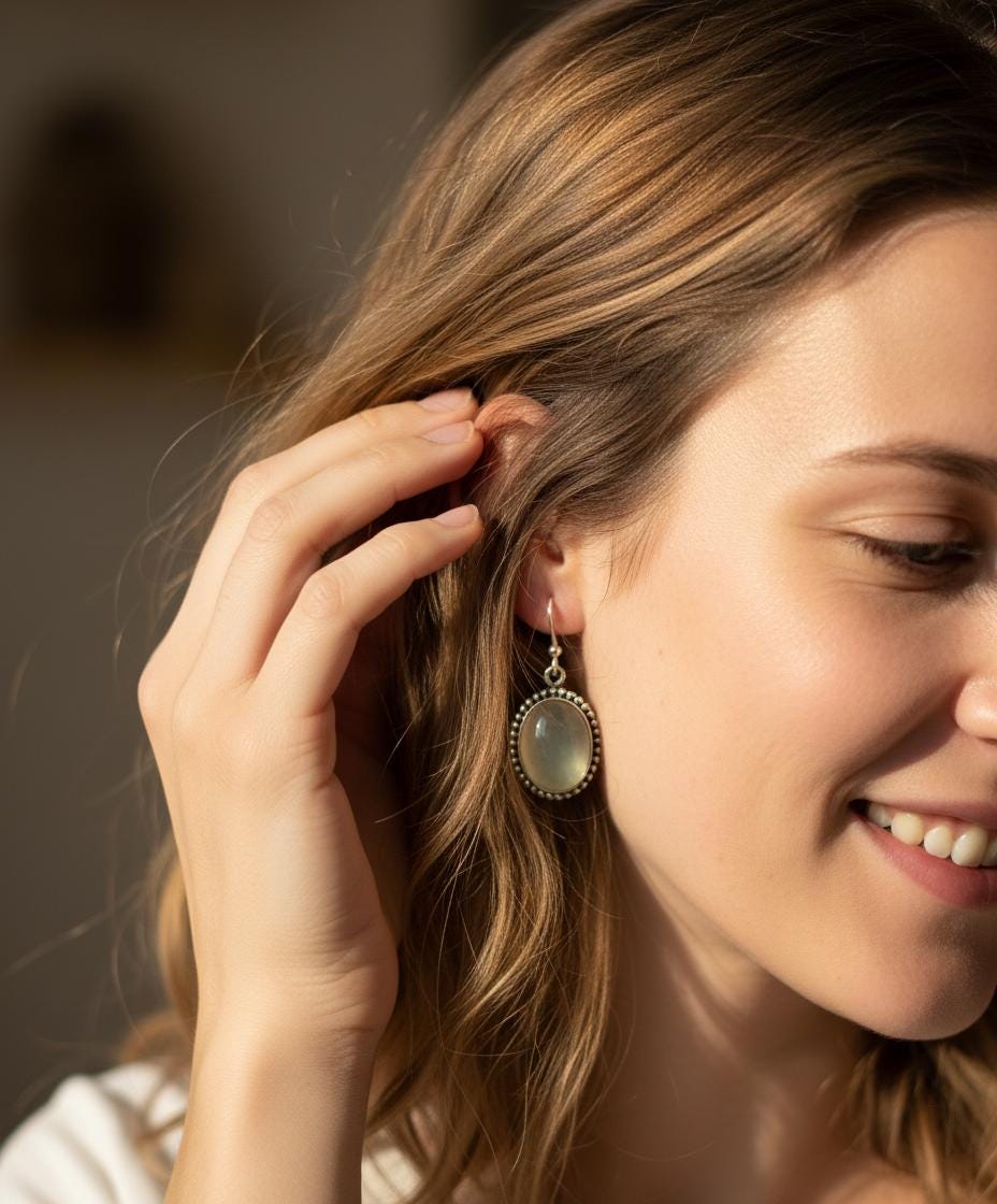 Prehnite Earring, Prehnite jewelry, Dangle earrings, Boho earrings, Gift for her, Handmade earrings, Prehnite gemstone earrings, Christmas