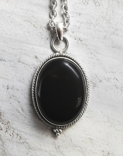 Midnight Onyx Pendant, Classic Black Pendent, Lucky Charm Pendent, Black Pendent, Gift for her, Handmade Pendent, Gemstone Pendent, Gift