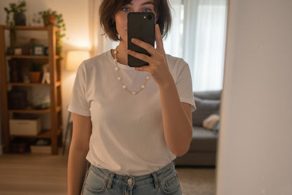 Golden Pearl Necklace, Pearl Necklace, Handmade Pearl Jewelry, Gifting, big pearl jewelry, Dainty Necklace