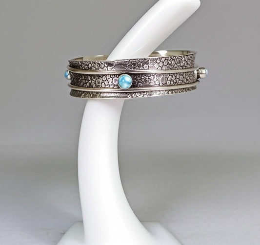 Larimar Bangle, Spinner Bangle, Handmade Bangle, 925 Silver Bangle, Natural Larimar, Women Bangle, Statement Bangle, Larimar Jewelry