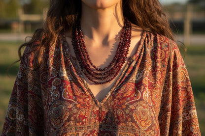 Garnet Necklace, Handmade Garnet Necklace, Uncut Garnet Necklace, Red Garnet Necklace, Gift for her, Bohemian garnet Necklace,Garnet crystal