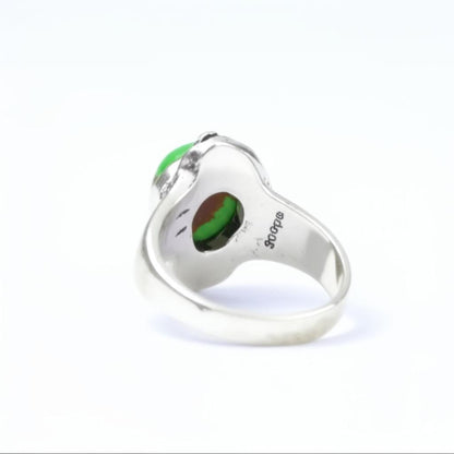 Green Copper Turquoise Ring, Gemstone Ring, 925 Silver Ring, Handmade Ring, Natural Turquoise, December Birthstone, Ring For Women