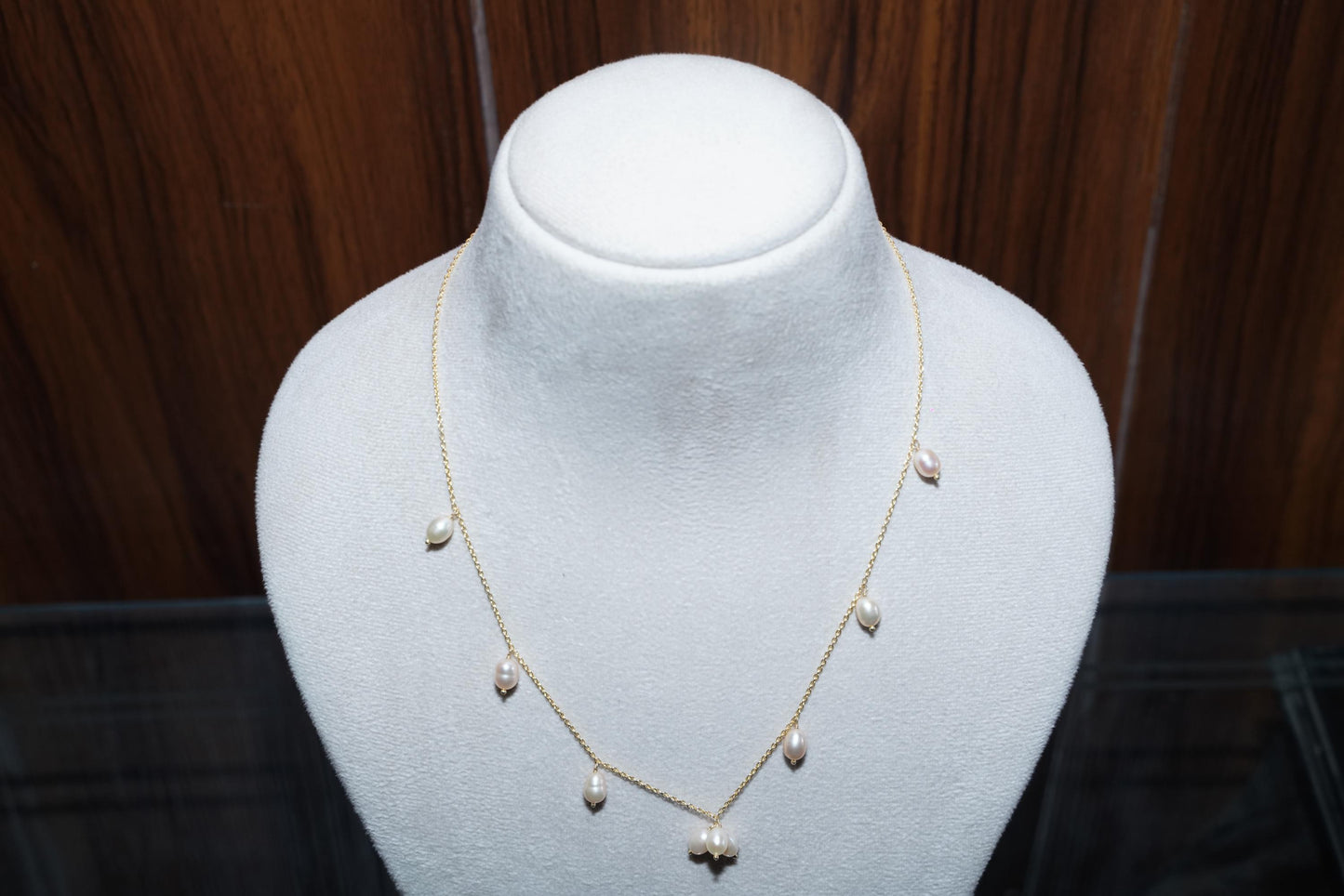 Pink Rice Pearl Necklace, Golden Pearl Necklace, Pearl necklace, Pink Pearl Necklace for women, Stone Necklace, Minimalist Necklace, Gift