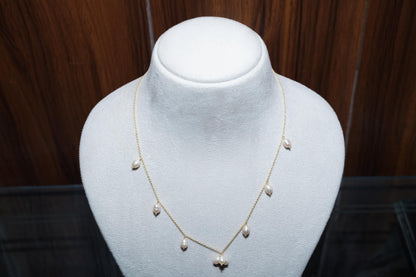 Pink Rice Pearl Necklace, Golden Pearl Necklace, Pearl necklace, Pink Pearl Necklace for women, Stone Necklace, Minimalist Necklace, Gift