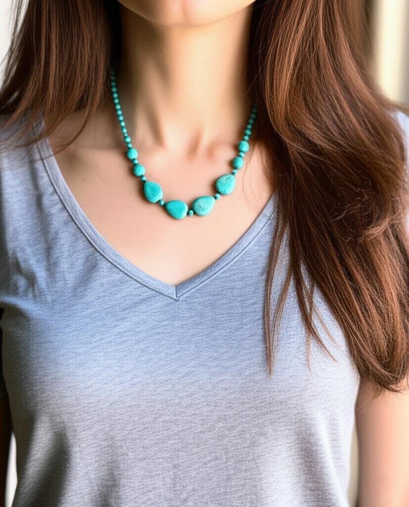 Turquoise Beaded Necklace | Handmade Gemstone Necklace | Natural Turquoise Jewelry | Boho Healing Crystal Necklace | Unique Gift for Her