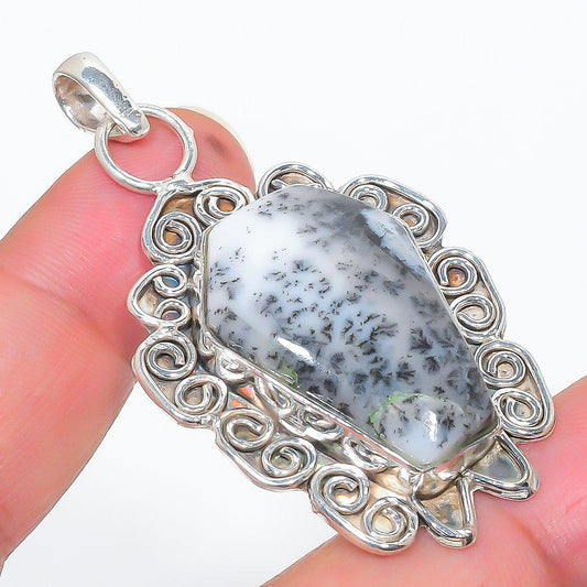 Dendritic Opal Pendant | Natural Opal Pendant | Sterling Silver Opal Pendant | Celestial Opal Necklace | Handmade Opal Pendant |Gift for Her