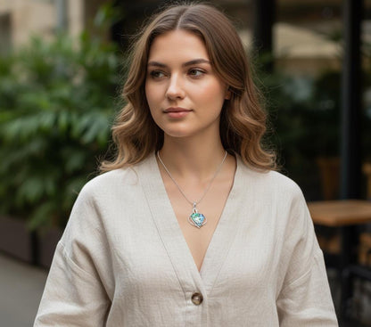 Abalone Shell Pendant in Sterling Silver | Handmade Ocean Jewelry | Iridescent Paua Shell Necklace Charm | Unique Boho Healing Pendant