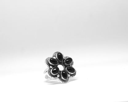 Black Onyx Ring Sterling Silver Women Boho Statement Healing Crystal Jewelry Gift for Her