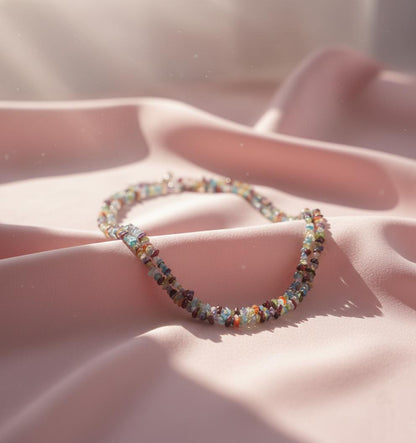 Amethyst Garnet Peridot Chip Necklace | Multigem Healing Crystal Layering Necklace | Colorful Natural Stone Jewelry Gift | Multi stone gift