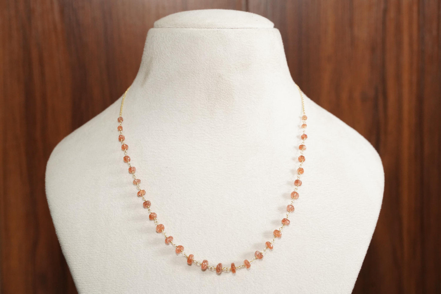 Sunstone Necklace, Handmade Jewelry, Minimalist Necklace, Dainty Gemstone Necklace, Natural Stone Jewelry, Peach Sunstone Jewelry