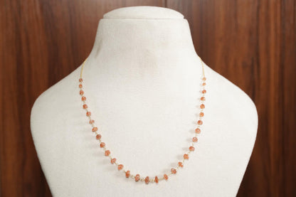 Sunstone Necklace, Handmade Jewelry, Minimalist Necklace, Dainty Gemstone Necklace, Natural Stone Jewelry, Peach Sunstone Jewelry