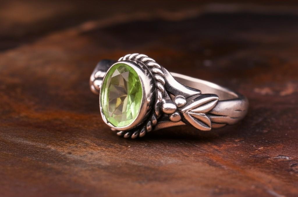 Peridot Ring Sterling Silver | August Birthstone Oval Gemstone Ring | Handmade Boho Jewelry Gift for Her