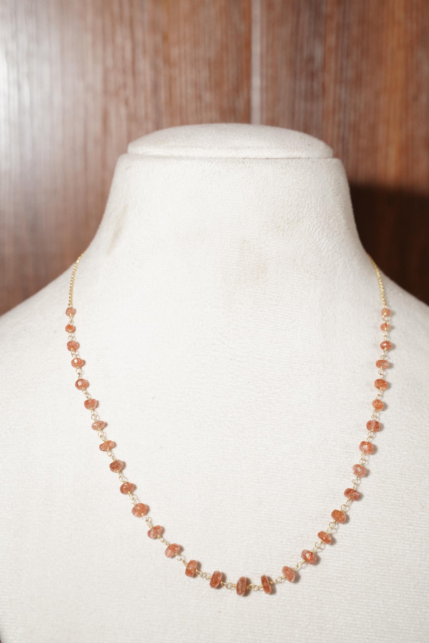Sunstone Necklace, Handmade Jewelry, Minimalist Necklace, Dainty Gemstone Necklace, Natural Stone Jewelry, Peach Sunstone Jewelry