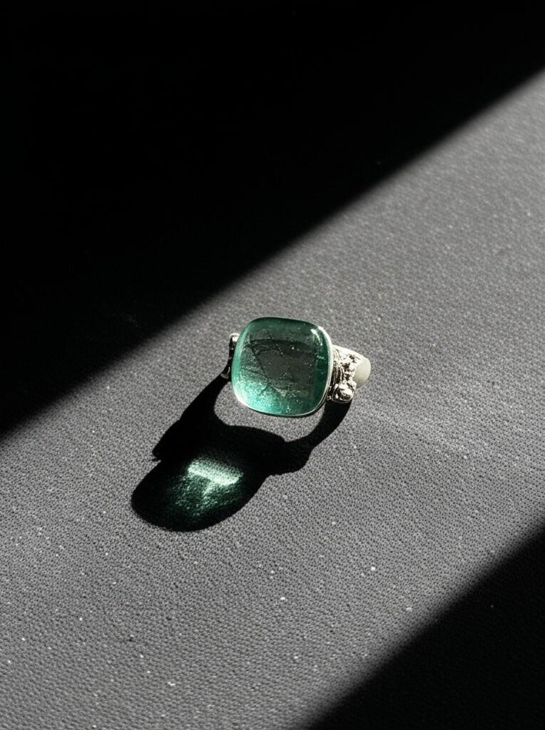 Aquamarine Ring | Sterling Silver Aquamarine Jewelry | Chunky Gemstone Ring | Handmade Gift for Her, Raw Aquamarine Ring, Clear stone ring