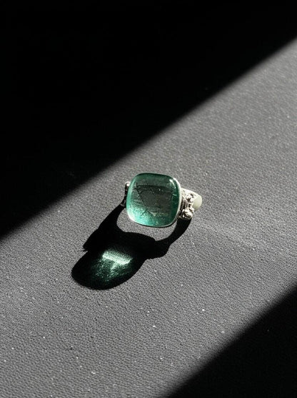 Aquamarine Ring | Sterling Silver Aquamarine Jewelry | Chunky Gemstone Ring | Handmade Gift for Her, Raw Aquamarine Ring, Clear stone ring