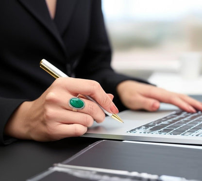 Handmade Malachite Ring | Sterling Silver Statement Ring | Oval Green Gemstone Jewelry | Boho Vintage-Inspired Ring | Gift for Her | Green