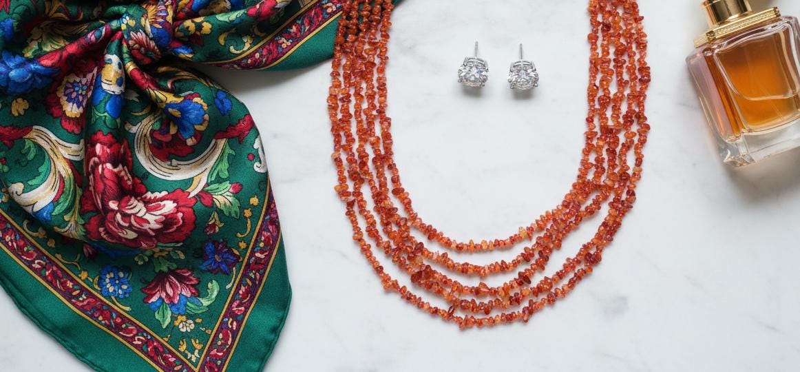 Multistrand Carnelian Nugget and Chip Necklace | Carnelian necklace, Gemstone necklace, Valentines Day Gift, Gift for her, Handmade Necklace