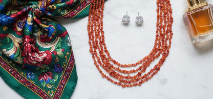 Multistrand Carnelian Nugget and Chip Necklace | Carnelian necklace, Gemstone necklace, Valentines Day Gift, Gift for her, Handmade Necklace