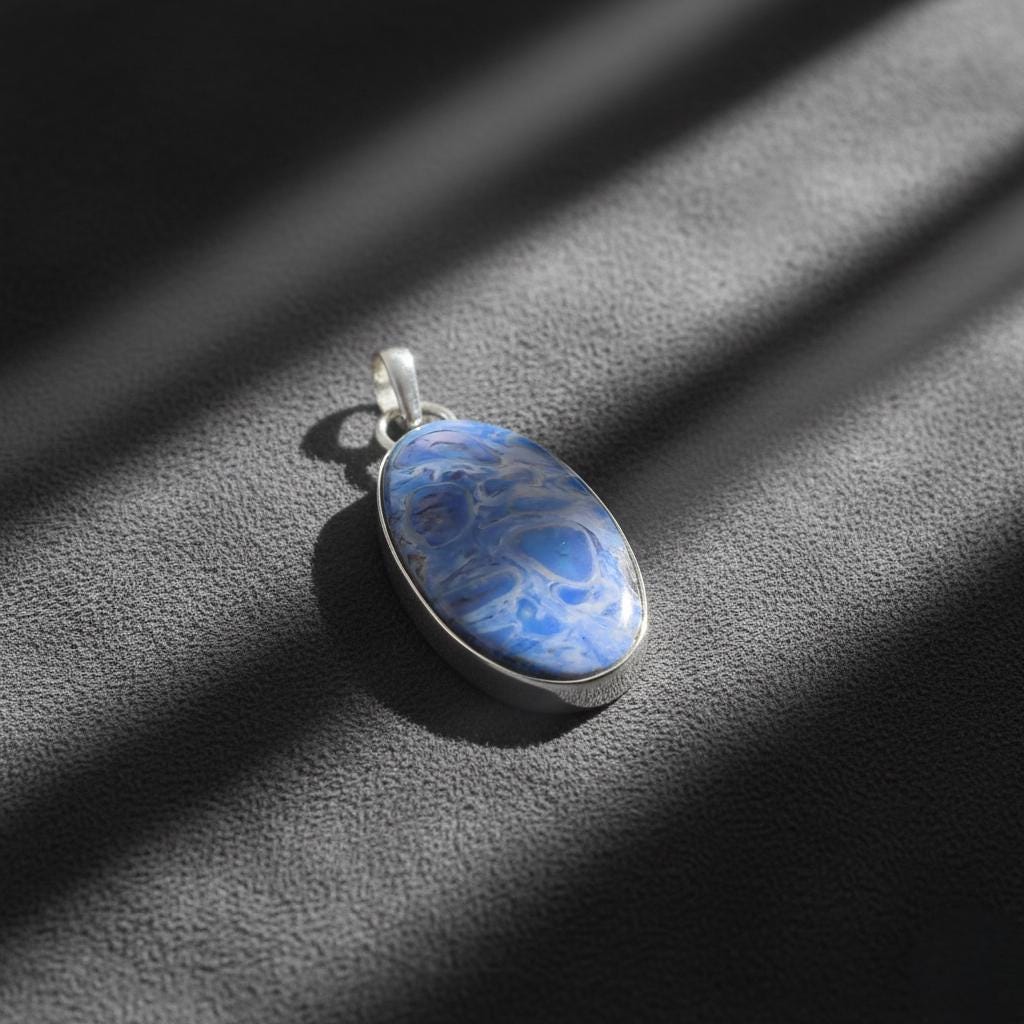 Serenity Blue Agate Pendant | Women pendent, Silver Pendant, Women Pendant, Natural Agate, Dainty Pendant, Agate Jewelry, Boho Pendant, Gift