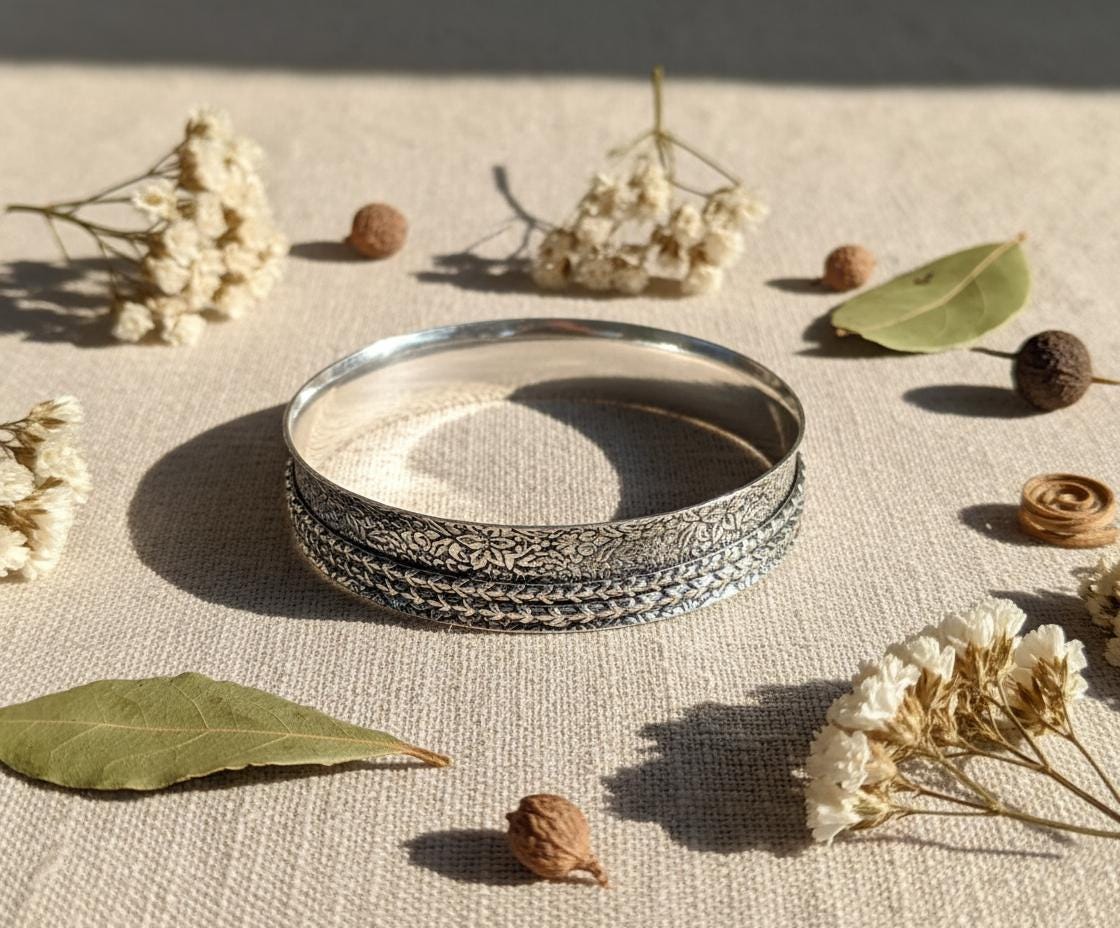 Silver Spinner Bangle, Sterling Silver Meditation Ring, Engraved Worry Bangle, Anxiety Relief Jewelry, Wide Band Boho Gift for Her