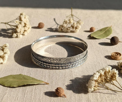 Silver Spinner Bangle, Sterling Silver Meditation Ring, Engraved Worry Bangle, Anxiety Relief Jewelry, Wide Band Boho Gift for Her