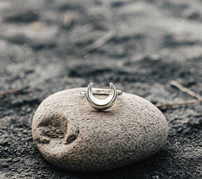 Half Moon Ring, 925 Silver Ring, Women Ring, Statement Ring, Dainty Ring, Handmade Ring, Moon Ring, Bohemian Ring, Plain Silver Ring