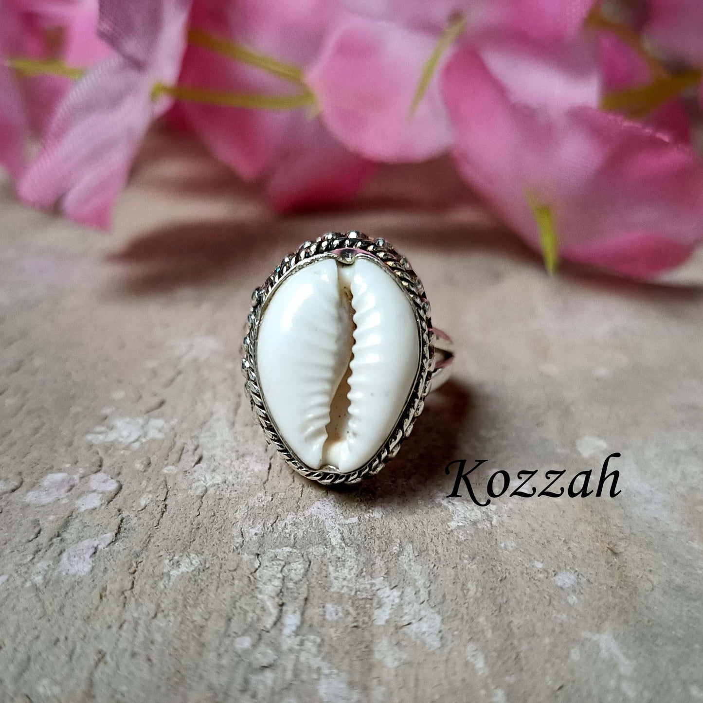 Cowrie Shell Ring, Handmade Ring, Boho Ring, Natural Shell, Designer Ring, 925 Silver Ring, Gift For Her, Statement Ring, Silver Jewelry