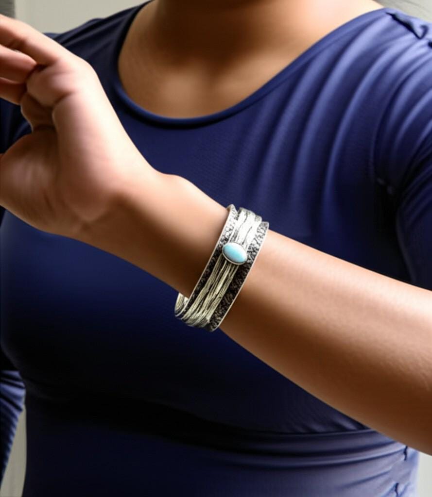 Larimar Bangle, Spinner Bangle, 925 Silver Bangle, Gemstone Bangle, Natural Larimar, Handmade Bangle, Fidget Bangle, Bohemian Bangle, Gift