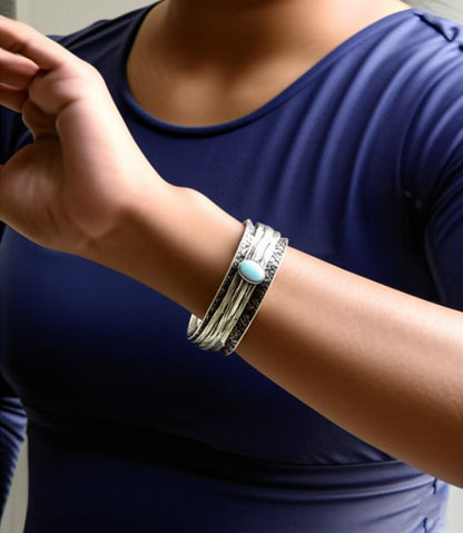 Larimar Bangle, Spinner Bangle, 925 Silver Bangle, Gemstone Bangle, Natural Larimar, Handmade Bangle, Fidget Bangle, Bohemian Bangle, Gift