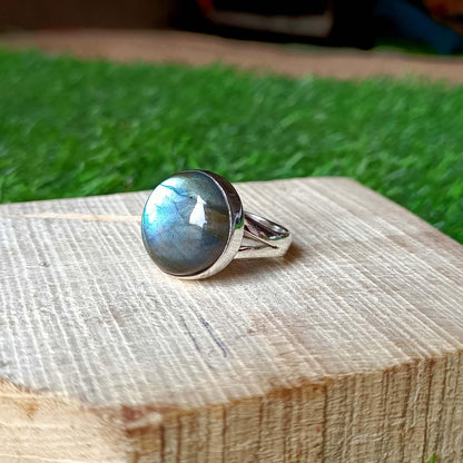 Sterling Silver Labradorite Ring | Blue Flash Labradorite Statement Ring | Natural Gemstone Ring | Boho Jewelry Gift for Her