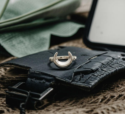 Half Moon Ring, 925 Silver Ring, Women Ring, Statement Ring, Dainty Ring, Handmade Ring, Moon Ring, Bohemian Ring, Plain Silver Ring