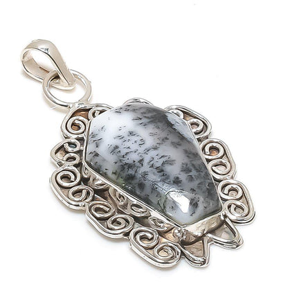 Dendritic Opal Pendant | Natural Opal Pendant | Sterling Silver Opal Pendant | Celestial Opal Necklace | Handmade Opal Pendant |Gift for Her