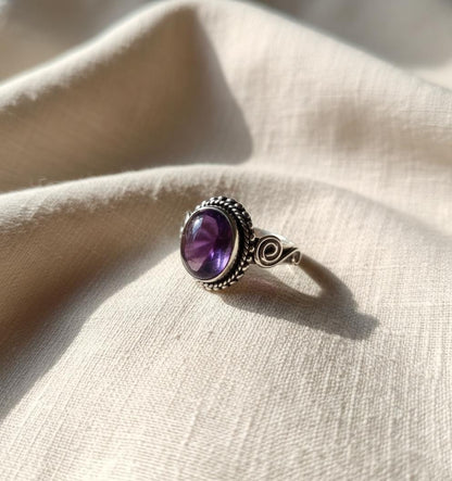 Amethyst Ring, Handmade Ring, Women Ring, Sterling Silver Ring, Natural Amethyst, Bohemian Ring, Amethyst Jewelry, Gift For Her