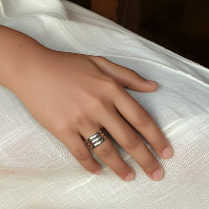 Sterling Silver Triple Band Ring, Minimalist Stackable Ring, Modern Silver Jewelry, Gift for herm Wide Silver Band Ring, Stacking Ring