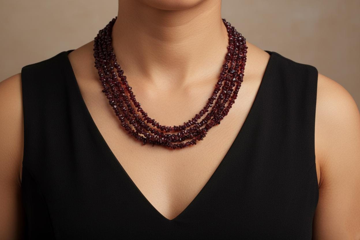 Garnet Necklace, Handmade Garnet Necklace, Uncut Garnet Necklace, Red Garnet Necklace, Gift for her, Bohemian garnet Necklace,Garnet crystal