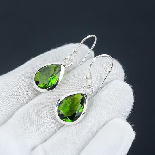 Peridot Earring, 925 Silver Earring, Women Earring, Handmade Earring, Natural Peridot, Gemstone Earring, Peridot Jewelry, Dainty Earring