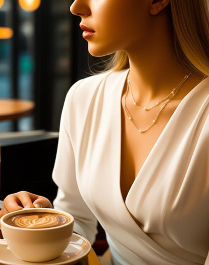 Delicate White Rice Pearl Necklace: Sterling Silver Chain, Minimalist Jewelry