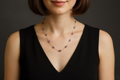 Tanzanite Necklace Gold Plated | Handmade Tanzanite Gemstone Jewelry | Dainty Gold Necklace | December Birthstone Jewelry | Christmas Gift