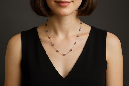 Tanzanite Necklace Gold Plated | Handmade Tanzanite Gemstone Jewelry | Dainty Gold Necklace | December Birthstone Jewelry | Christmas Gift