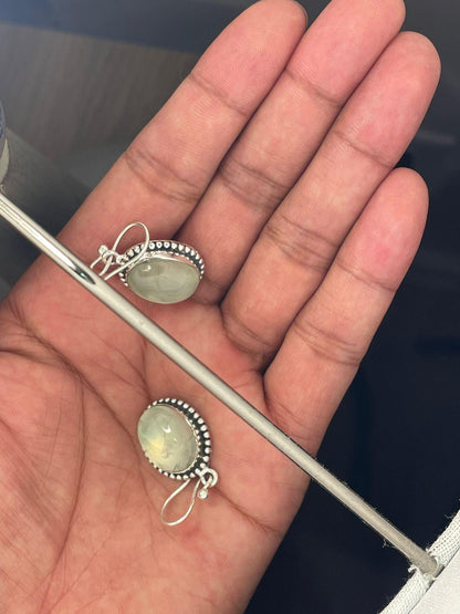 Prehnite Earring, Prehnite jewelry, Dangle earrings, Boho earrings, Gift for her, Handmade earrings, Prehnite gemstone earrings, Christmas
