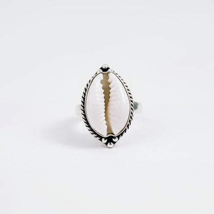 Cowrie Shell Ring, Genuine Cowrie Shell Silver Ring, Unique Shell Ring in Sterling Silver, Minimalist Cowrie Shell Ring, Handmade ring