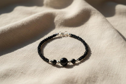 Black spinel bracelet, Black spinel, Handmade Bracelet, Agate Bracelet, Black bracelet, Black spinel jewelry, Black bead bracelet, Gift Her