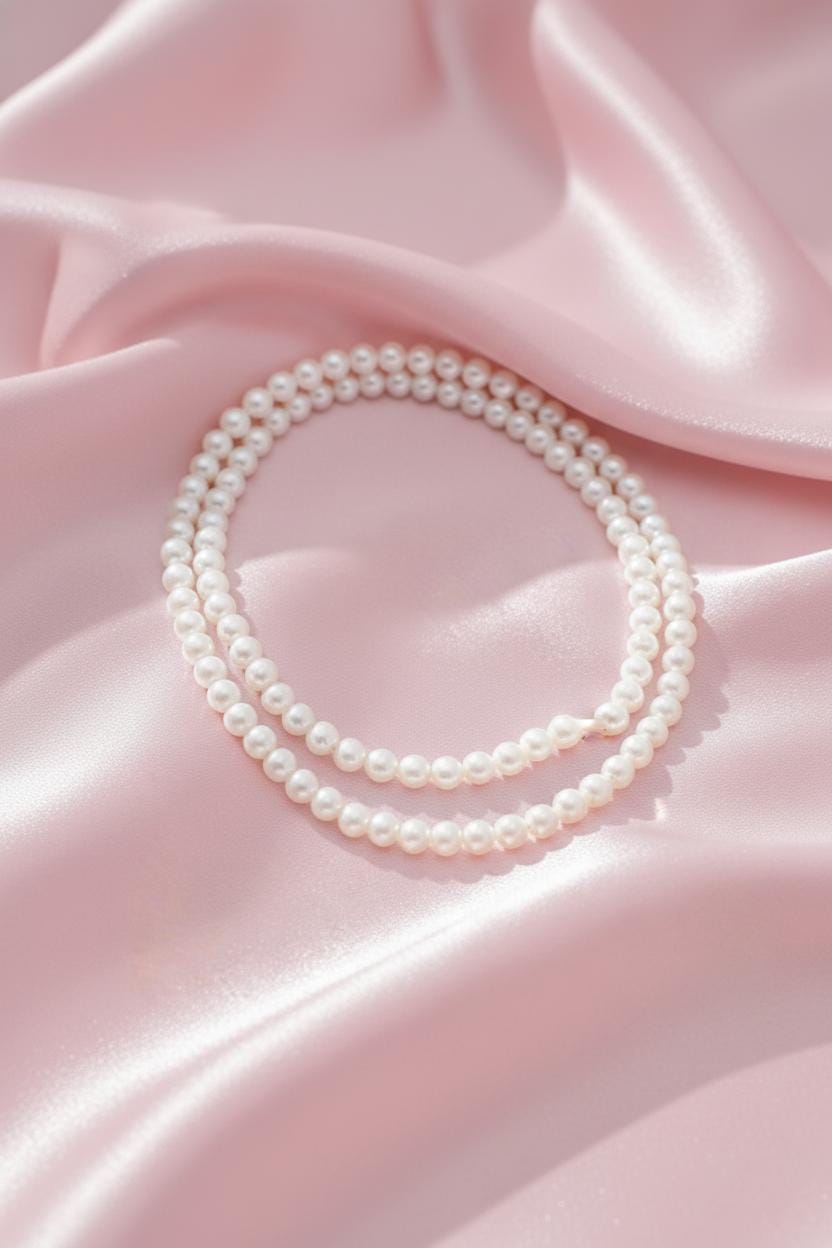 Classic Double Strand White Pearl Necklace | Long Faux Pearl Multi-Strand Opera Length | Timeless Bridal Wedding Jewelry | Christmas Gift